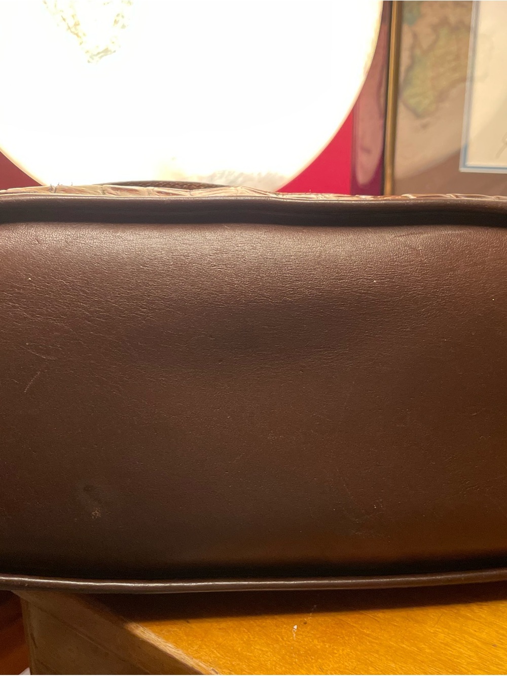 Vintage BRAHMIN Tuscan Leather Tote Black with Brown Crocodile-Embossed Trim - Picture 7 of 11